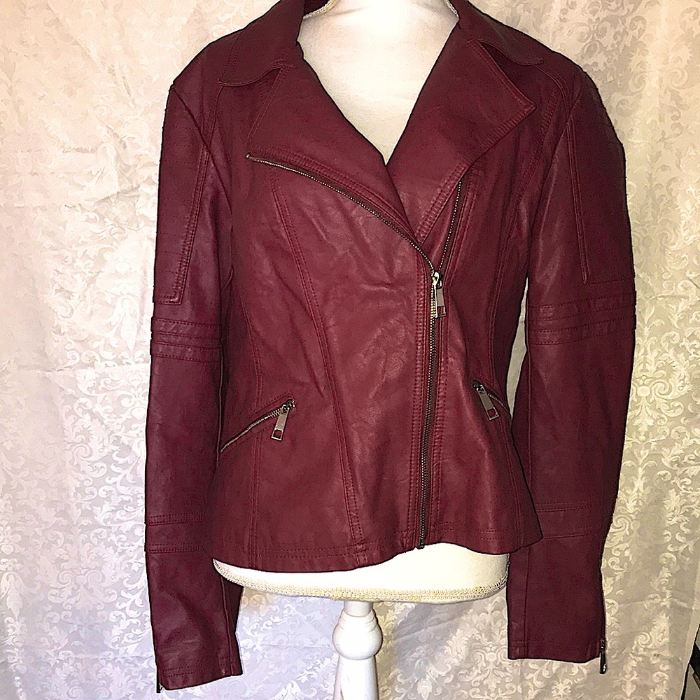 a.n.a Burgundy faux leather jacket XL